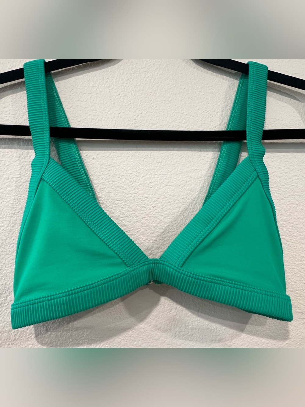 Oneone Green Triangle Ribbed Bikini Top
